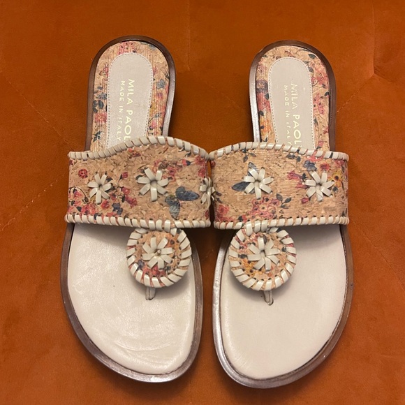 Mila Paoli Floral Print Flip Flops Size 9 - Picture 2 of 9